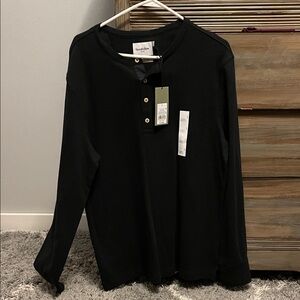 Goodfellow & Co Black Button-Up Henley